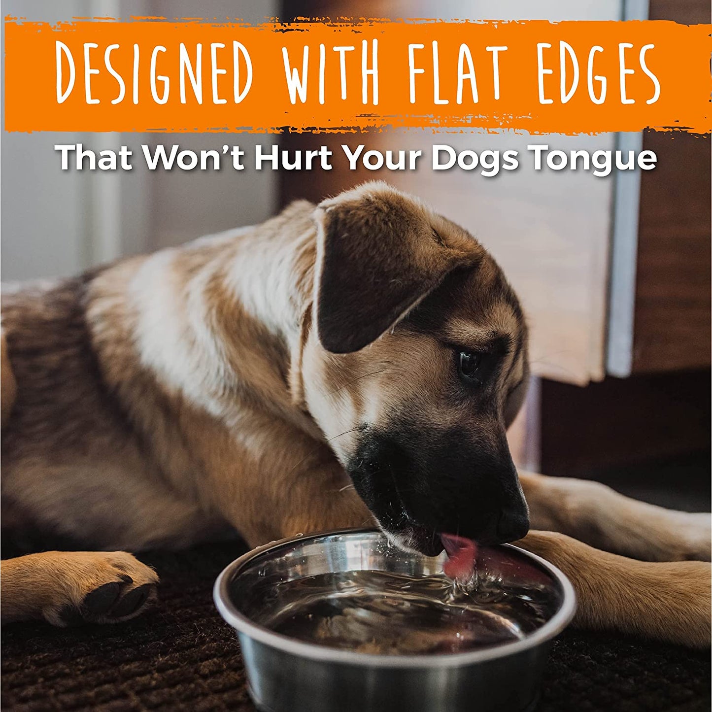 Stainless Steel Dog Bowls - Pack of 2 - Non-Slip Bottom - No Spill Design - Dishwasher Safe - Suitable for All Pet Breeds - Safe Dog Food and Water Bowl - Steel Set - Large - 8.5”
